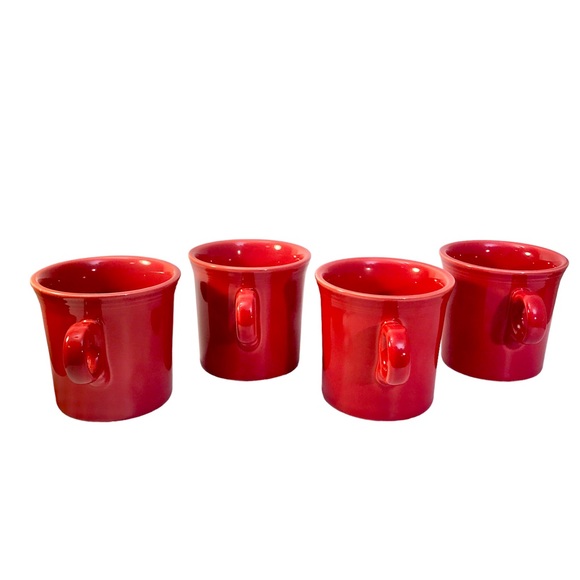 Set Of 4 Fiesta Scarlet Red Coffee Mugs O Ring Handles Contemporary - Picture 7 of 14